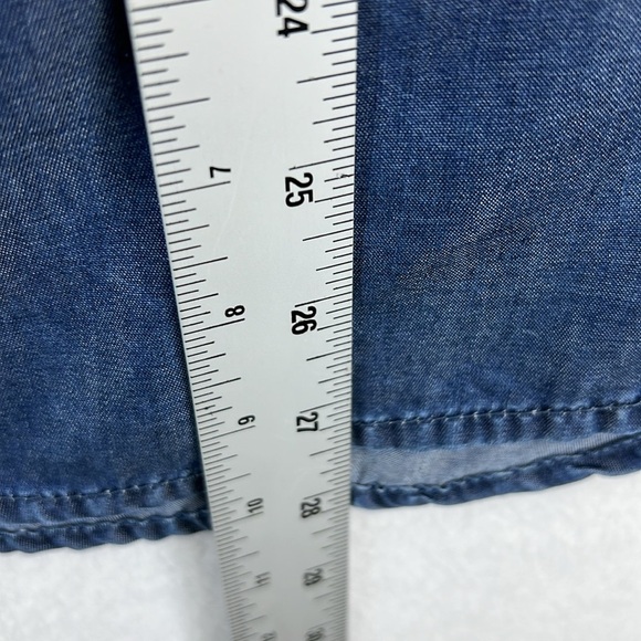Prana Women’s Tencel Button Front Shirt/Top/Blouse XL Blue Denim Chambray EUC - Picture 12 of 12